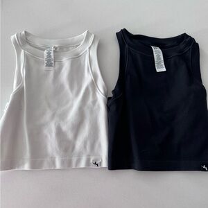 JoyLab Two Ribbed Tops with built in bra shelf